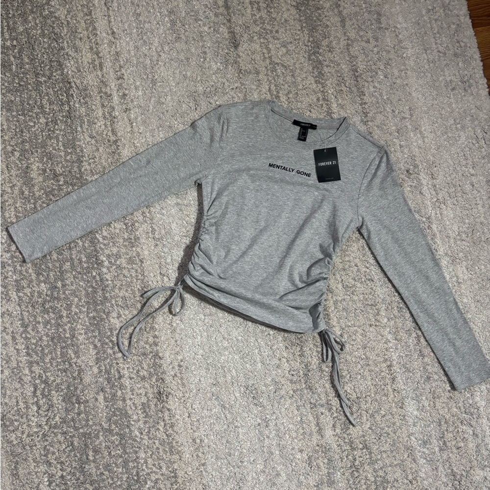 Forever 21 Heather Gray Long Sleeve Top with Side Ties